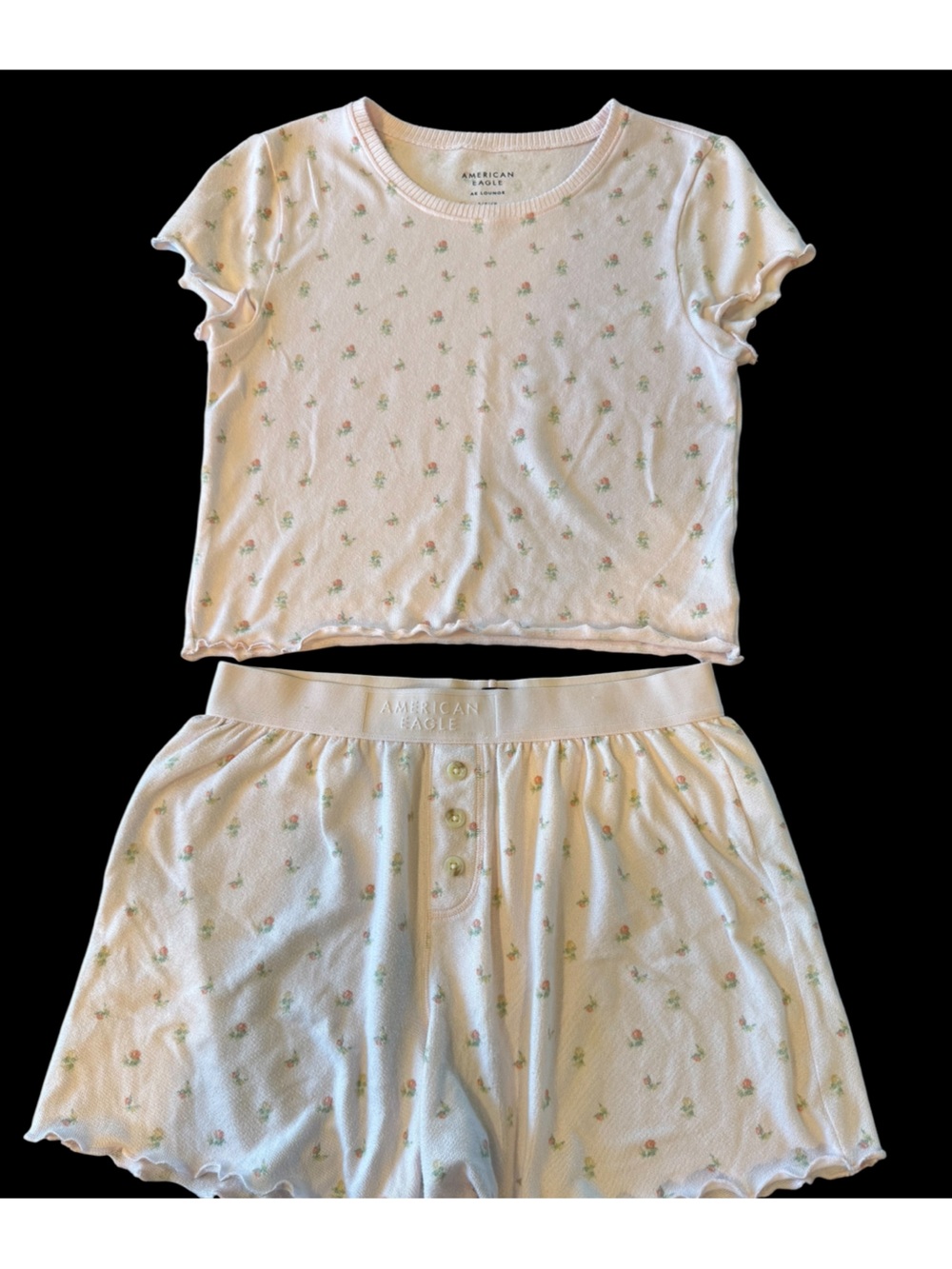 American Eagle Outfitters Pink Floral Short Sleeve Pajama Set